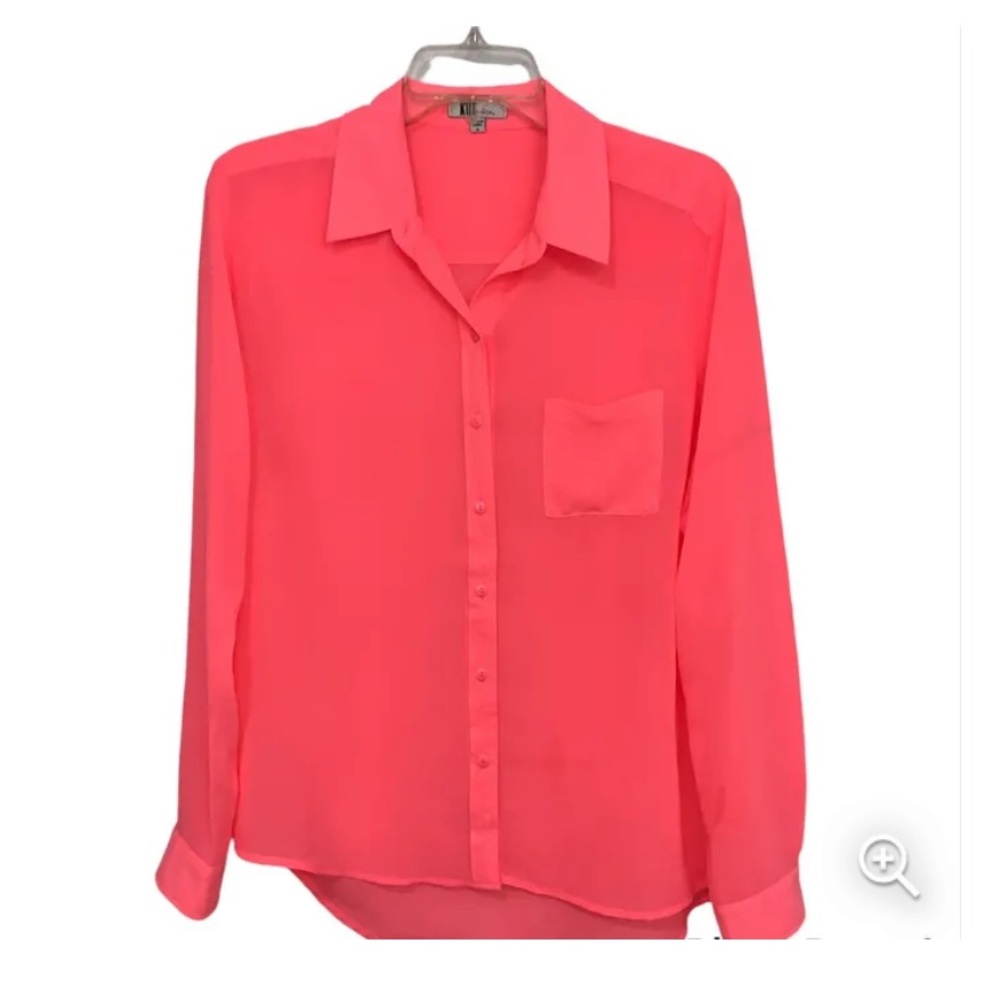 KUT From the Kloth Neon Orange Blouse S - Picture 2 of 10
